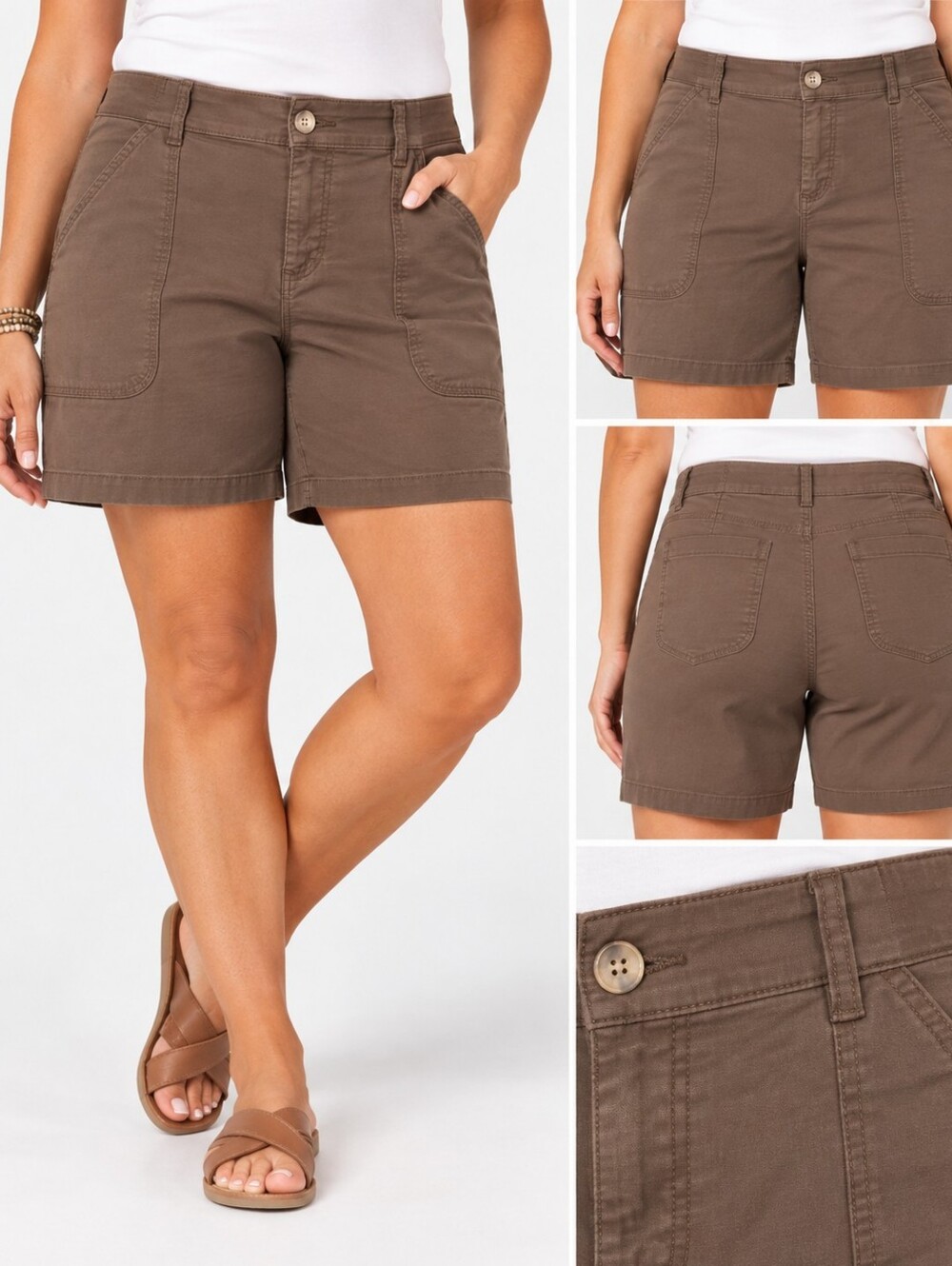 Lee Riders Women’s 18M Brown Mid Rise Shorts Stretch Cotton Casual